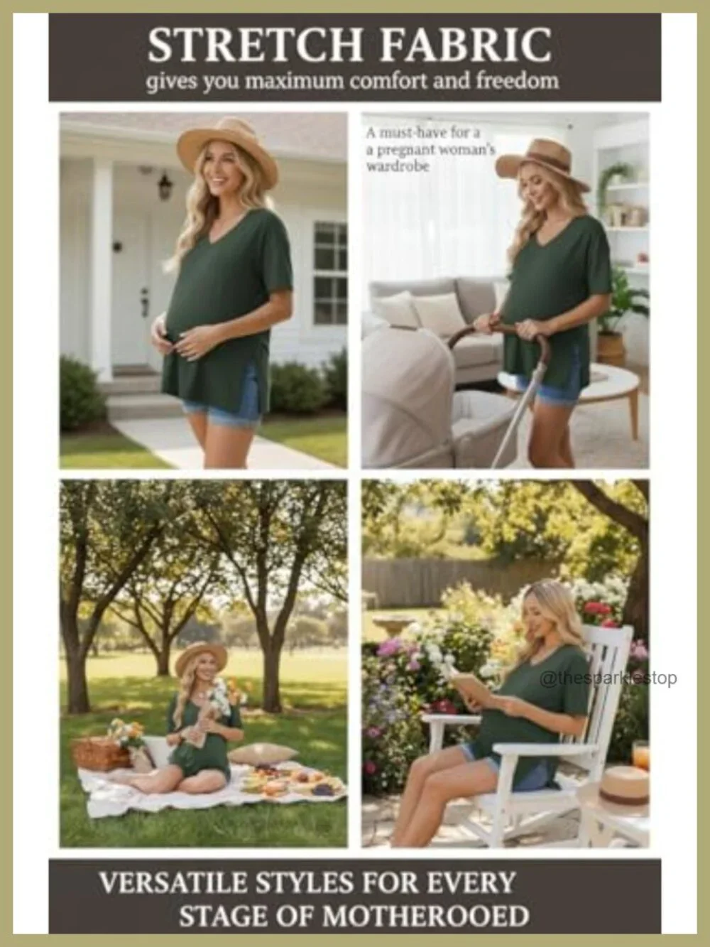 Maternity Shirts 3 Pack Oversized Pregnancy Tops Summer Short Sleeve V Neck
